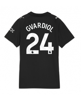 Billige Fotballdrakt Manchester City Josko Gvardiol #24 Replika Bortedrakt Dame 2025-26 Kortermet Billige Fotballdrakt Manchester City Josko Gvardiol #24 Replika Bortedrakt Dame 2025-26 Kortermet
